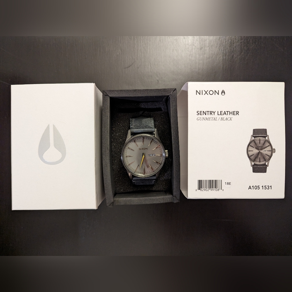 Nixon Sentry Leather X Gunmetal Black